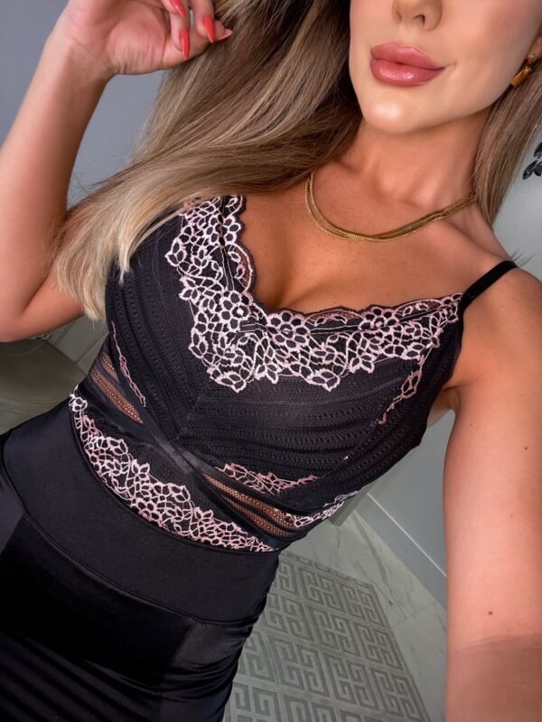 BODY RENDA BICOLOR BLACK