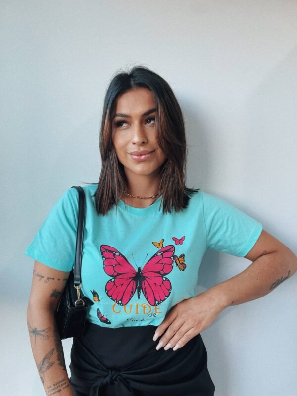 T-SHIRT BUTTERFLY VERDE AGUA