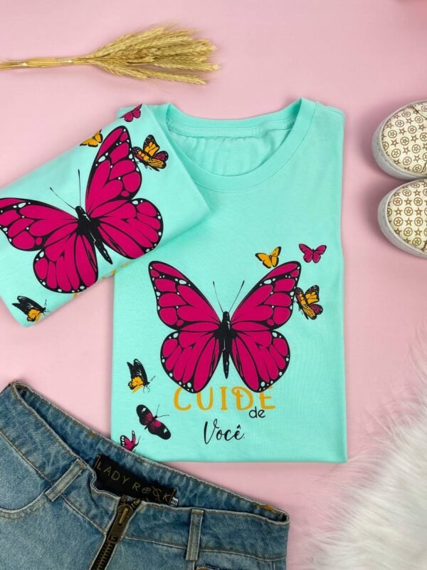 T-SHIRT BUTTERFLY VERDE AGUA - Image 4