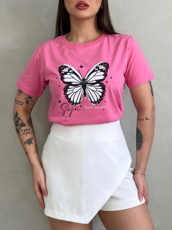 T-SHIRT BORBOLETA ROSA - Image 2