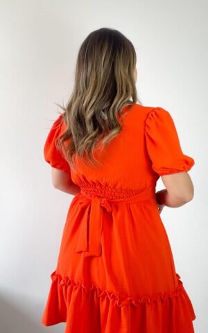 VESTIDO DECOTE QUADRADO LARANJA