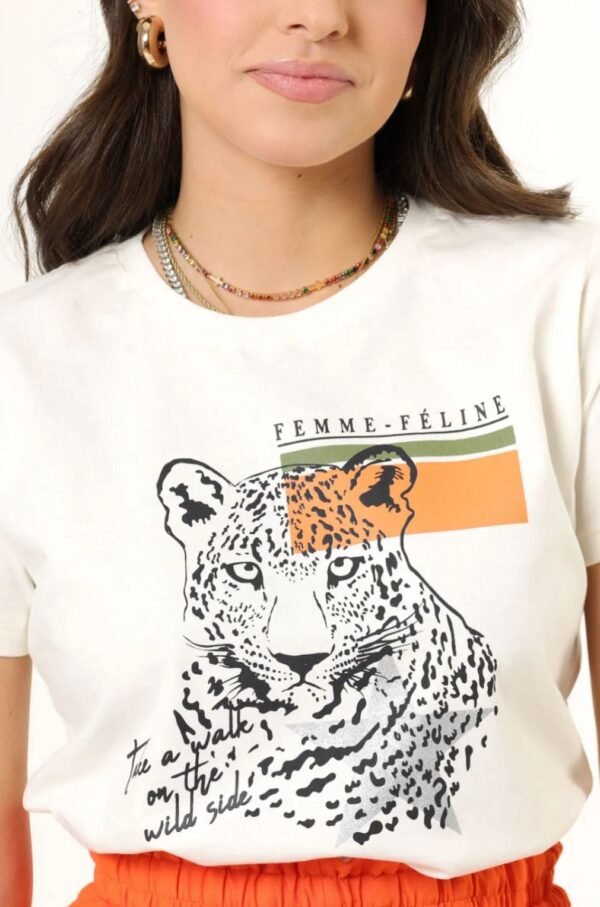 T-SHIRT OFF WHITE FEMME FELINE - Image 2