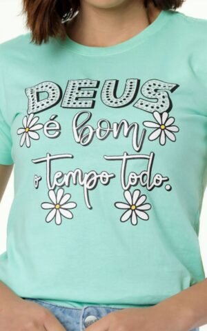 T-SHIRT DEUS COM STRASS VERDE CLARO