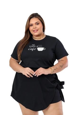 T-SHIRT PLUS SIZE CAFÉ PRETA