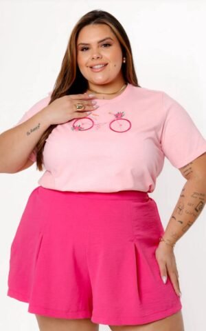 T-SHIRT PLUS SIZE BICICLETA ROSA