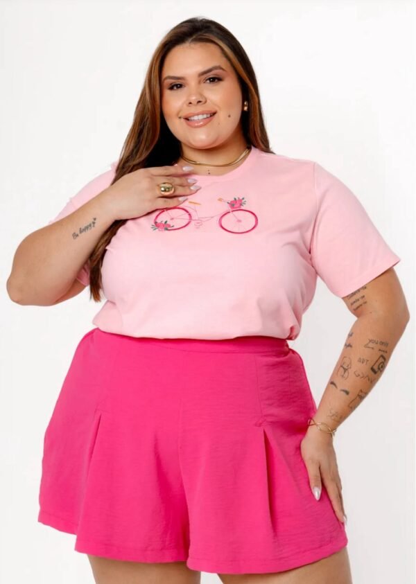 T-SHIRT PLUS SIZE BICICLETA ROSA