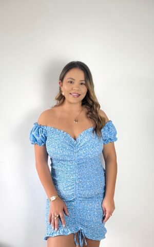 VESTIDO ESTAMPA FLORES AZUL