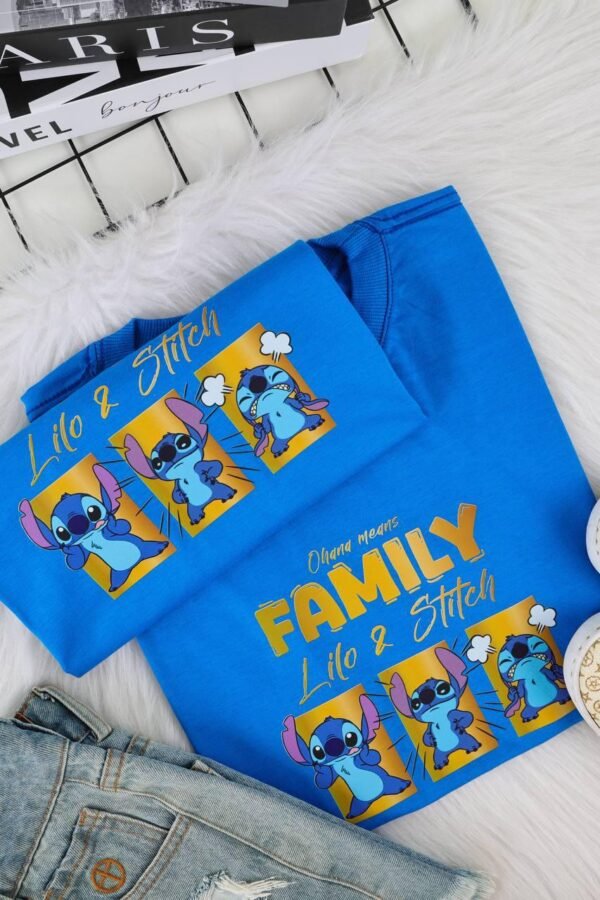 T-SHIRT LOVE FAMILY STITCH AZUL - Imagem 2