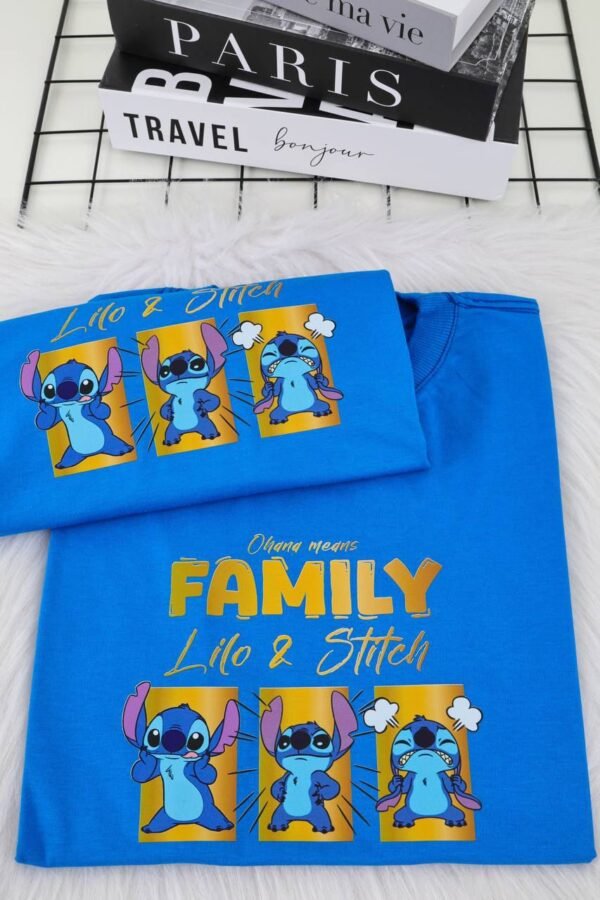 T-SHIRT LOVE FAMILY STITCH AZUL