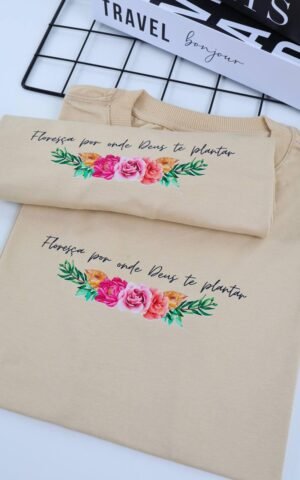 T-SHIRT FLORESÇA BEGE