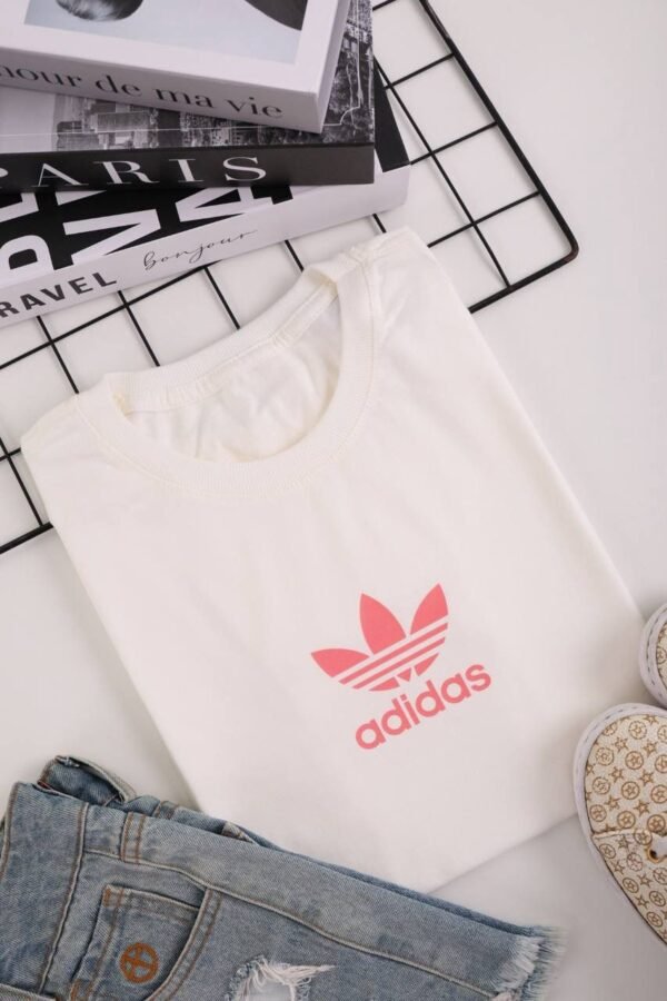 T-SHIRT ADIDAS OFF WHITE LOGO ROSA - Imagem 2