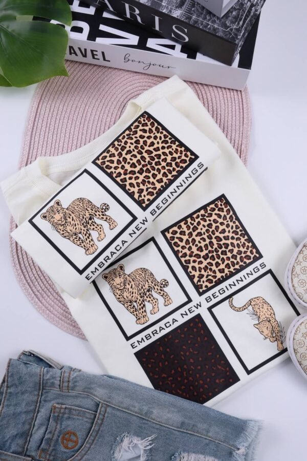 T-SHIRT ONÇA ANIMAL OFF WHITE - Imagem 3