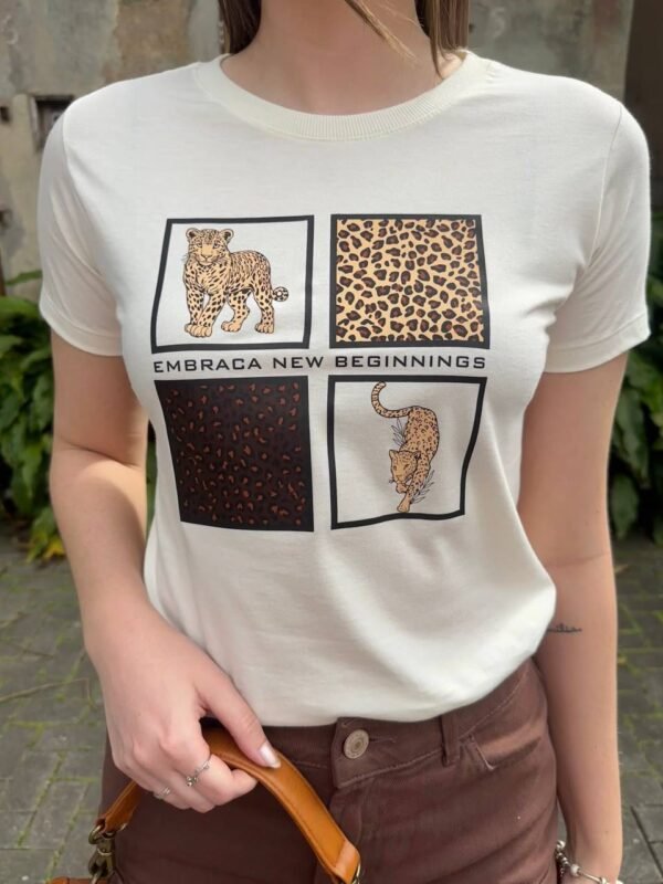 T-SHIRT ONÇA ANIMAL OFF WHITE - Imagem 2