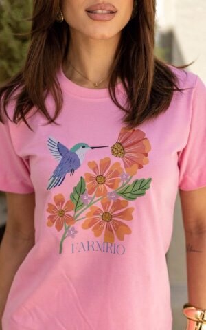 T-SHIRT BEIJA FLOR ROSA