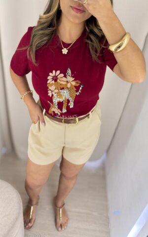 T-SHIRT LION VINHO