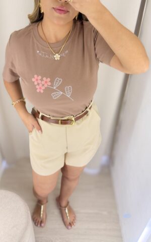 T-SHIRT FLOWER BEGE