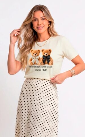 T-SHIRT BRANCA CASAL URSO