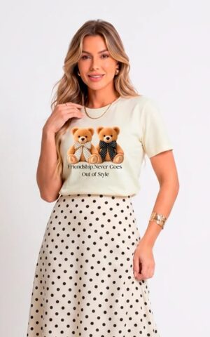 T-SHIRT BRANCA CASAL URSO