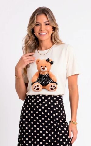 T-SHIRT BRANCA MENINA URSO