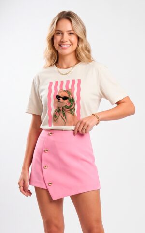 T-SHIRT BRANCA YORKSHIRE ROSA