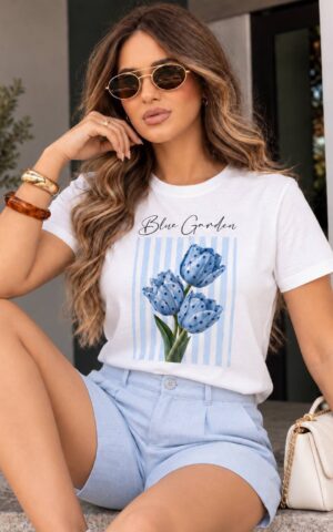 T-SHIRT BLUE GARDEN BRANCA