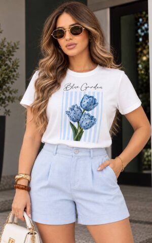 T-SHIRT BLUE GARDEN BRANCA